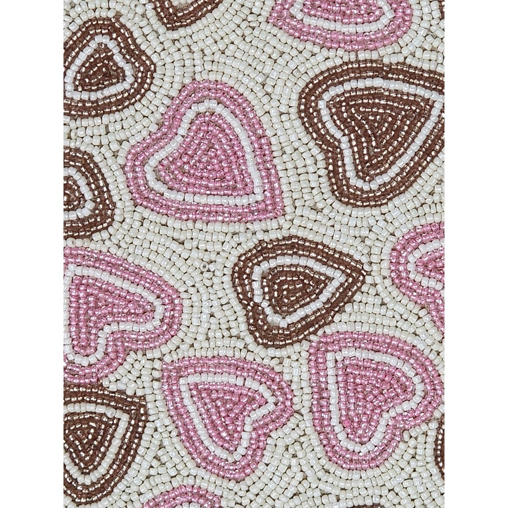 Valentines Day Pink & Gold Hearts Beaded Placemat Charger Placemats 2 Pc 15" - Picture 7 of 7
